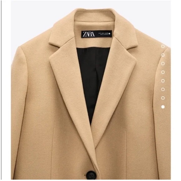 Zara wool blend tan camel long coat size small - Picture 6 of 16